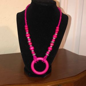Hot pink beaded necklace
